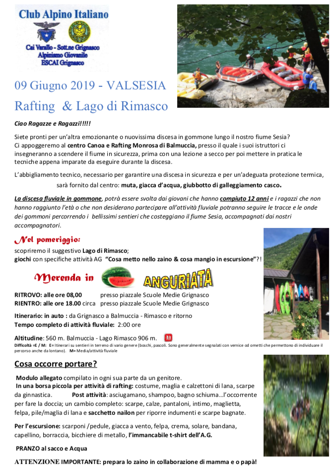 09 Giugno 2019 - VALSESIA Rafting & Lago di Rimasco
