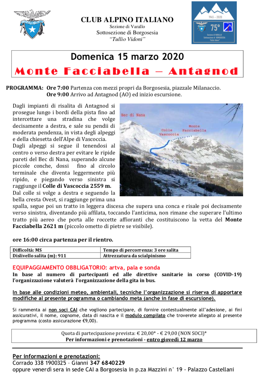 Monte Facciabella – Antagnod con CAI Borgosesia