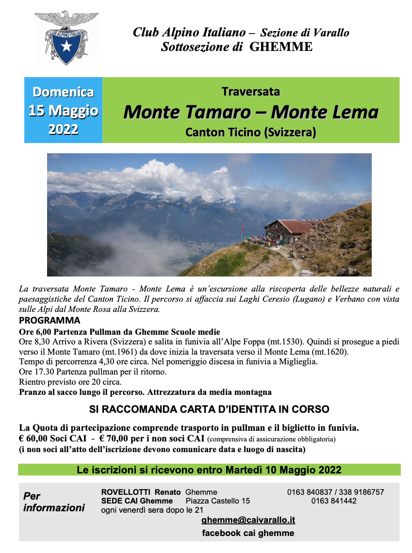 Monte Tamaro – Monte Lema in Canton Ticino (Svizzera)