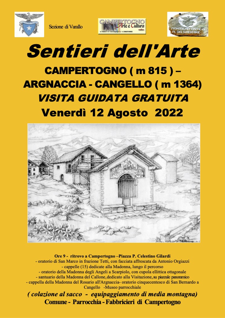 Sentieri dell'Arte - CAMPERTOGNO ( m 815 ) – ARGNACCIA - CANGELLO ( m 1364)