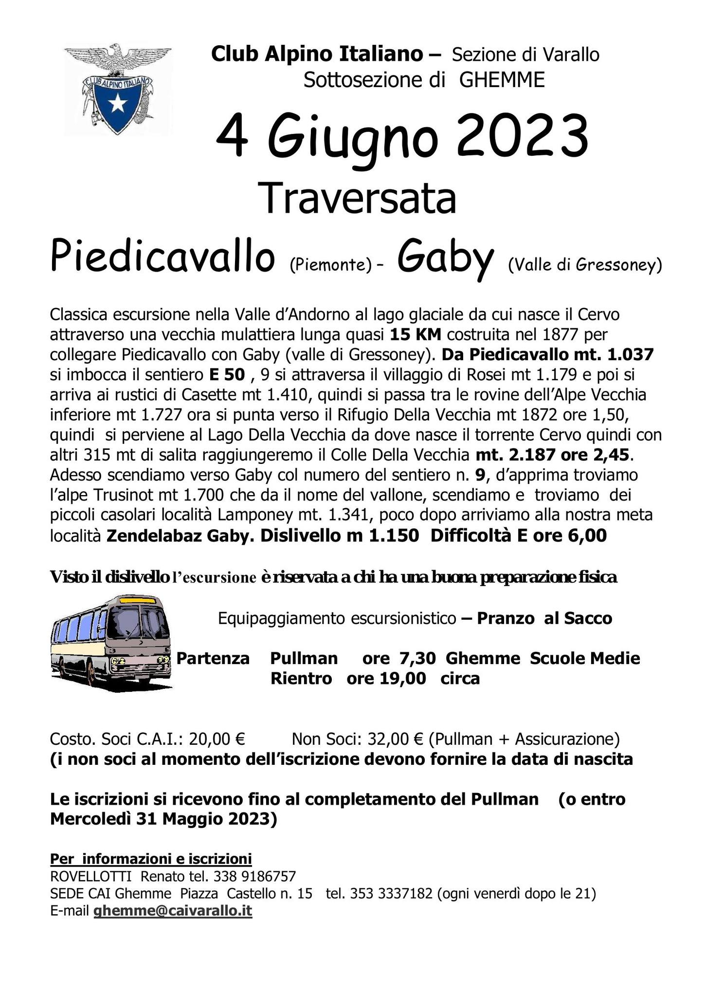 Traversata Piedicavallo - Gaby
