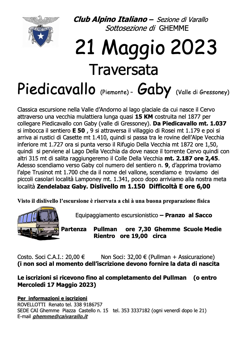 Traversata Piedicavallo - Gaby