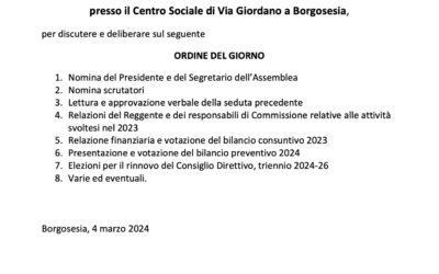 Assemblea della Sottosezione di Borgosesia 15 marzo 2024