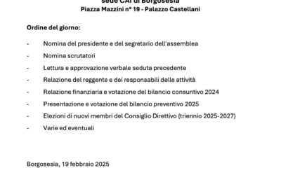 Convocazione Assemblea Ordinaria dei Soci Sottosezione di Borgosesia 7 marzo 2025